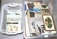 Box of vintage photos, postcards, ephemera