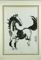 WC Horse Paper Painting w/Frame Beihong 1895-1953