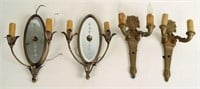 Two Pair of Two Candle Wall Sconces