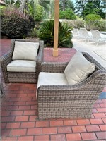 Pair of WIcker Chairs with Cushions
