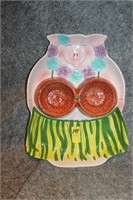 LARGE CERAMIC PIG IN A HULA SKIRT SNACK TRAY