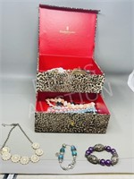 leopard print box w/ costume jewelry