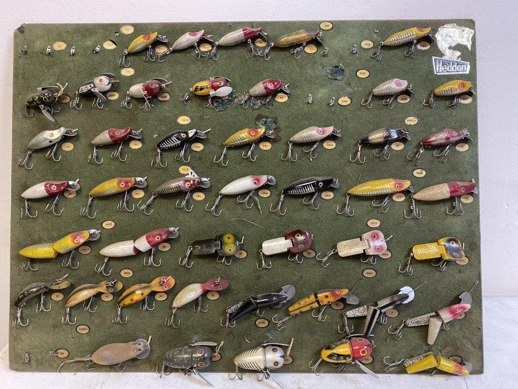 Vintage Heddon fishing lure store display