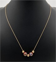 14K Gold Cloisonne Bead Necklace