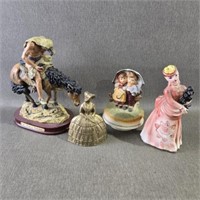 Mixed Group of Decorative Figurines w/a Brass Bell