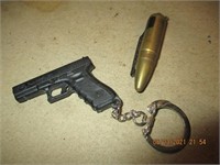 Lot of 2 Key Chains (1 Gun, 1 Bullet)