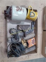 vintage tools, crock jug, flat