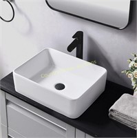 16X12 White Rectangular Vessel Sink, Ceramic