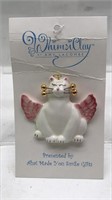 Ceramic Cat "angel" Pin, Nice Gift For Someone