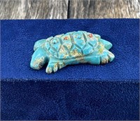 Signed Zuni Turquoise Turtle Fetish