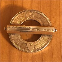 10K Gold Antique Round Brooch Pin