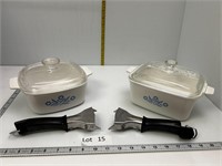 Cornflower Corning Ware Set With Two Handles