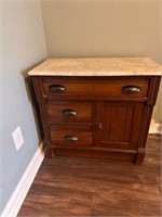 Vintage Marble top Wood Cabinet