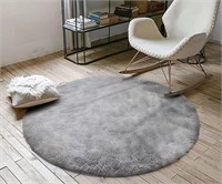 $42 Area Rug Round Carpet 4.3’x4.3’(Grey)