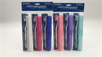 2 New 3pks Of Toothbrushes & Carry Cases