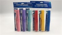 2 New 3pks Of Toothbrushes & Carry Cases