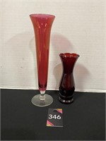 Ruby Red Glass Vases