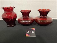 Ruby Red Glass Vases