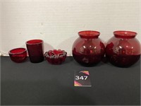 Ruby Red Glass Candle Votives & Vases