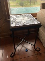 Wrought iron side table with concrete top