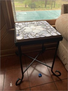 Wrought iron side table with concrete top