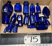 20 Pieces of Cobalt Blue Glass Bottles
