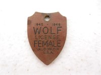 1945-1946 Wolf license female valid in USA