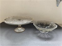 (2)pcs Vintage Fancy Pressed Pattern Glass