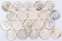 Coin  20 BU Kennedy 1964 Half Dollars 90% Silver