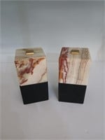 PAIR OF ONYX BOOKENDS