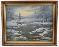 Ceslovas Janusas, Winter Landscape Oil Painting