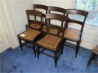 Set of 5 cane seat stenciled chairs