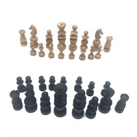 Vintage Turned Wood Chess Pieces