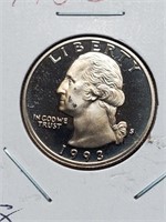1993-S Clad Proof Washington Quarter