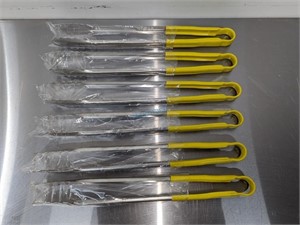 AS NEW YELLOW RUBBER HANDLED TONG, 16"