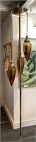Mid Century Amber Teardrop & Brass Floor Lamp
