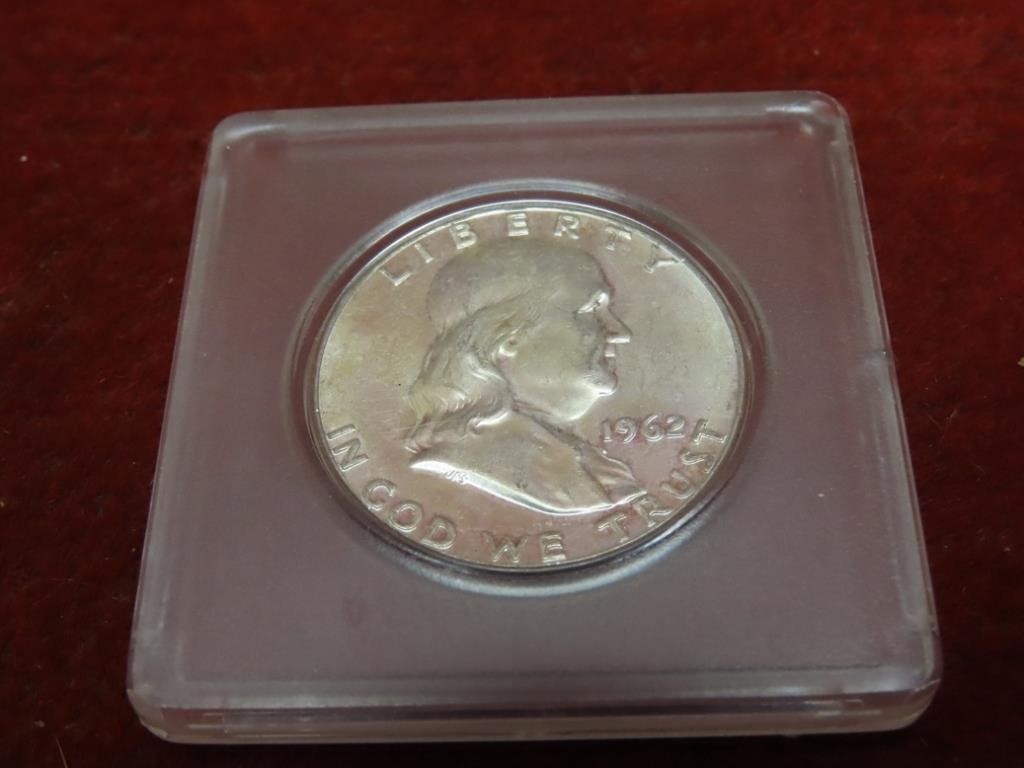 1962-90% Silver Franklin half dollar US coin.