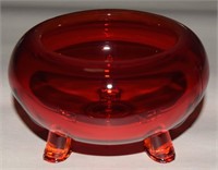MCM Viking Ruby Red Footed Art Glass Rose Bowl
