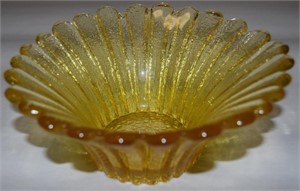 MCM Blenko Art Glass Amber Sunflower Bowl