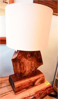 Walnut Table Lamp w/Deer Engraved