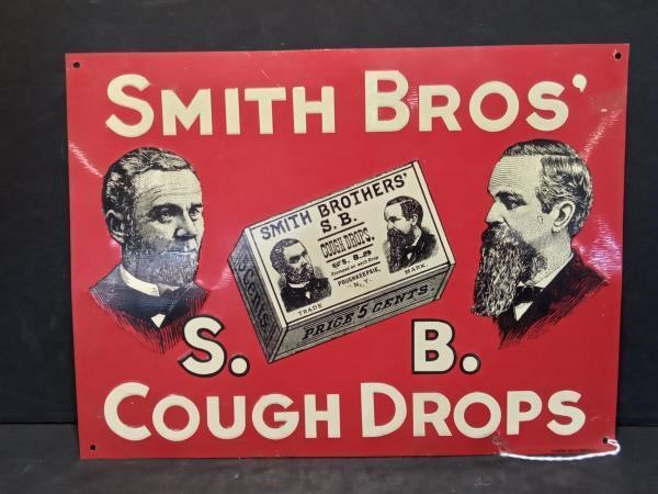 Smith Bros' Cough Drops Metal Sign