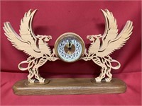 Handcrafted wooden Griffin clock