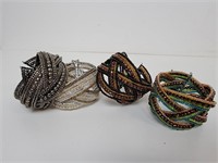(4) Memory Wire Seed Bead Wrap Cuff Bracelets