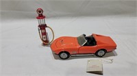 Diecast corvette and gas pump