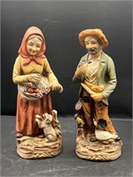 Vintage Homco Figurine Lady w/ Dog Man w pipe