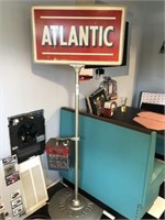 Vintage Double Sided Atlantic Sign & Oil Can
