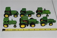 (4) Diecast John Deere Tractor Toys + 2 Plastic