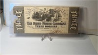 Confederate 3 dollar note