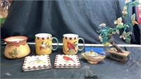 Bird cups and coasters and misc