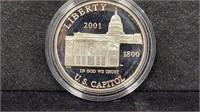 2001 Proof Capitol Center Silver Dollar w/ COA